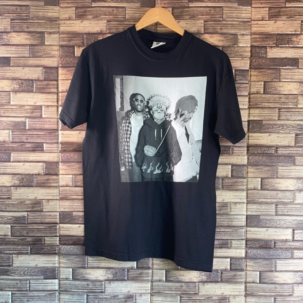 Unisex EUC Medium Huncho Jack-Quavo/Travis Scott Graphic T Shirt Black